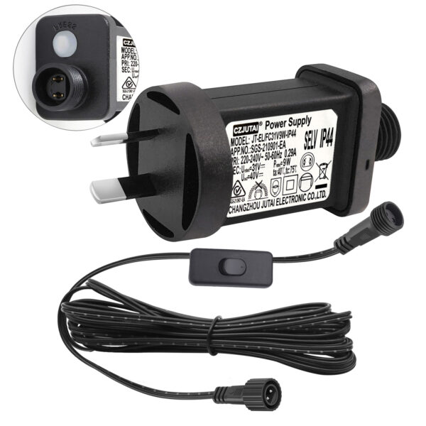 Power Supply CZJUTAI JT-EL/FC31V 9W /7.2W /6W /4.5W /3.6W for Christmas Lighting, String Light, Projector Light,Button+with 1-Click Button Switch on Power Cord [C59M]