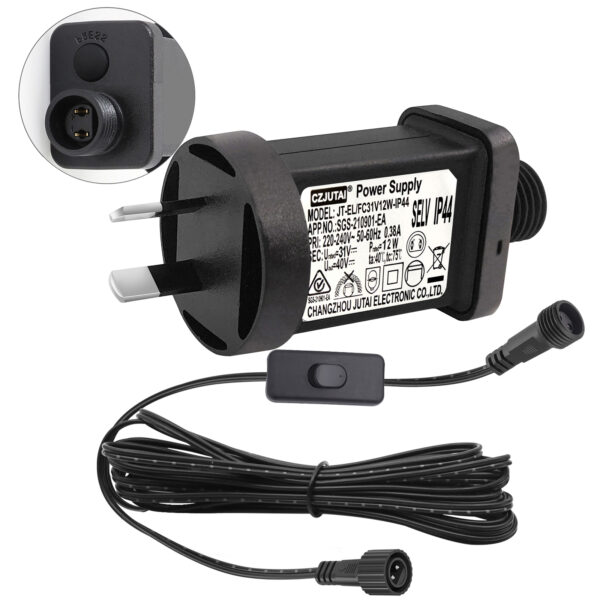 Power Supply CZJUTAI JT-EL/FC31V 12W /9W /7.2W /6W /4.5W /3.6W for Christmas Lighting, String Light, Projector Light,Button+with 1-Click Button Switch on Power Cord[C5TW]