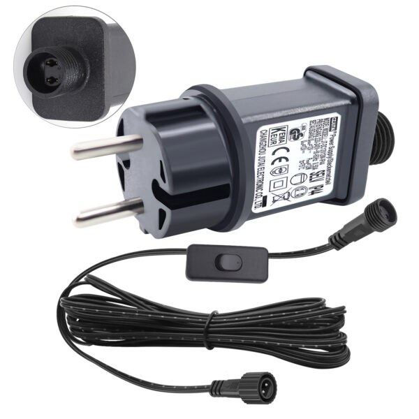 CZJUTAI IP44 12V 12W LED Transformer Christmas Lighting Power Supply with Plug - European Plug With a 3m cable and 1-click button, turn on the power cord [E3TW]