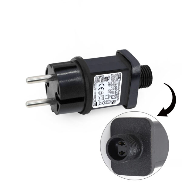 LED CZJUTAI IP44 Power Supply for Christmas Lighting with Plug - European Plug (Screw Base - Constant On - DC24V 6W) [E460]