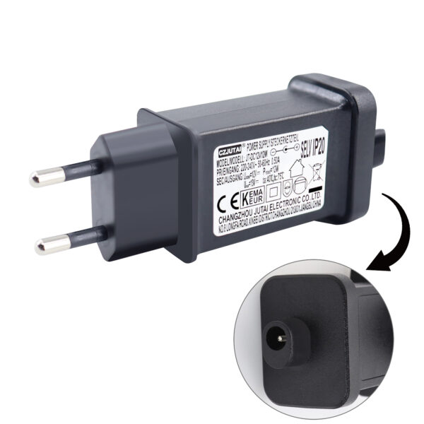 CZJUTAI IP44 LED Transformer Power Supply for Christmas Lighting with Plug - European Plug (Single Round Hole Tip - Constant On -DC12V 12W)[F3T2]