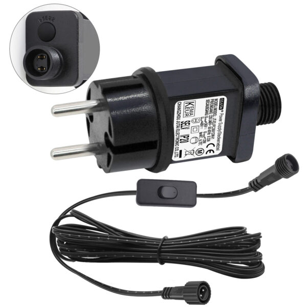Power Supply CZJUTAI JT-EL/FC36V15W /12W /9W /7.2W /6W /4.5W /3.6W for Christmas Lighting, String Light, Projector Light,with 1-Click Button Switch on Power Cord [C7TW]