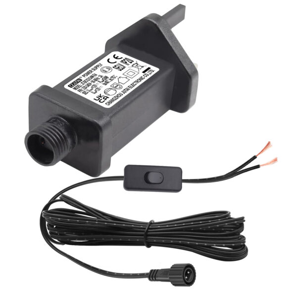 Power Adapter for CZJUTAI JT-DC12V 24W Christmas Lighting With a 3M Cable and 1-Click Button Switch On Power Cord. [U3SW]