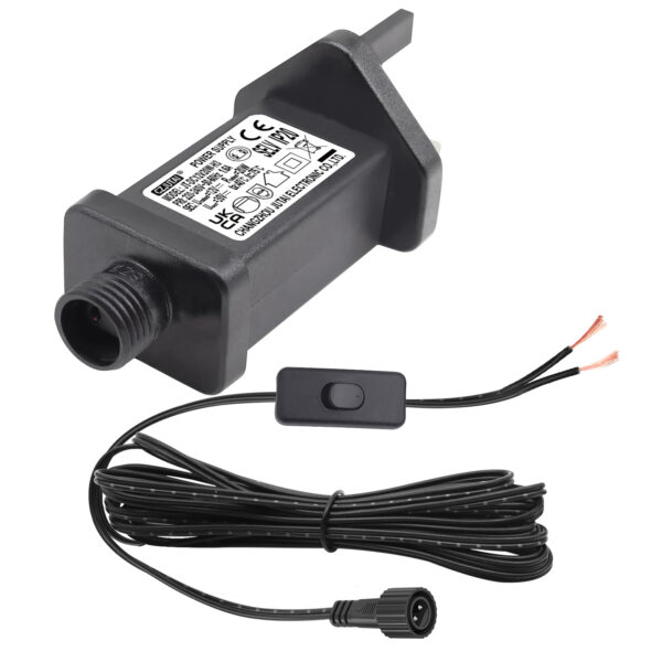 Power Adapter for CZJUTAI JT-DC12V 20W Christmas Lighting with a 3M Cable and 1-click button switch on power cord [U3TW]