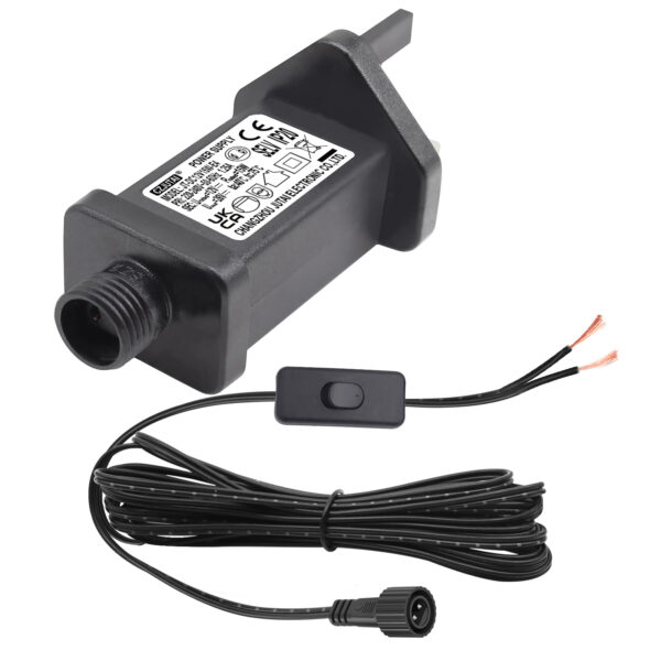 Power Adapter for CZJUTAI JT-DC12V 15W Christmas Lighting With a 3M Cable and 1-Click Button Switch On Power Cord [U3TX]