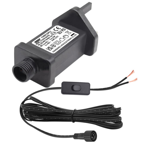 Power Adapter for CZJUTAI JT-DC6V 3.6W Christmas Lighting With a 3M Cable and 1-Click Button Switch On Power Cord [UB3W]