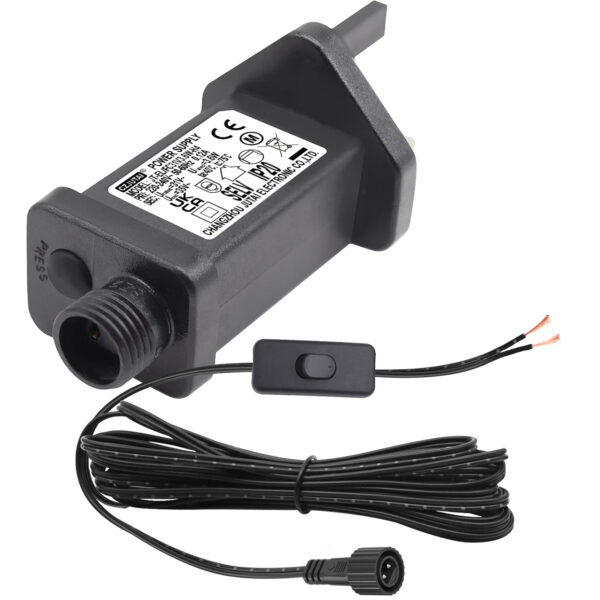 Power Supply for CZJUTAI JT-EL/FC 31V 3.6W-H4 Christmas Lighting with a 3M Cable and 1-click button switch on power cord [W53W]