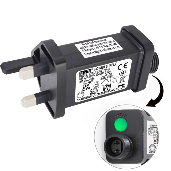 CZJUTAI JT-EL/FC36V12W /9W /6W /4.5W /3.6W with 8 Modes, Memory & 6 Hour Timer, IP20 for Christmas Tree Lights [W7K2]