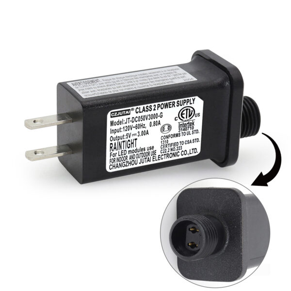 CZJUTAI JT-DC050V1000 5V1A JT-DC050V2000 JT-DC050V3000 IP44 Low Voltage LED Driver US CA Plug Replacement for String Light, Projector Light [X2T5]