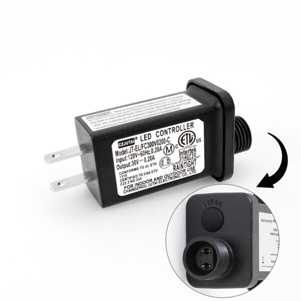 30V LED Controller Class 2 Power Supply, Low Voltage Transformer US Plug, Replacement for CZJUTAI JT-EL/FC300V0200-C Christmas Lighting,String Light [Z860]